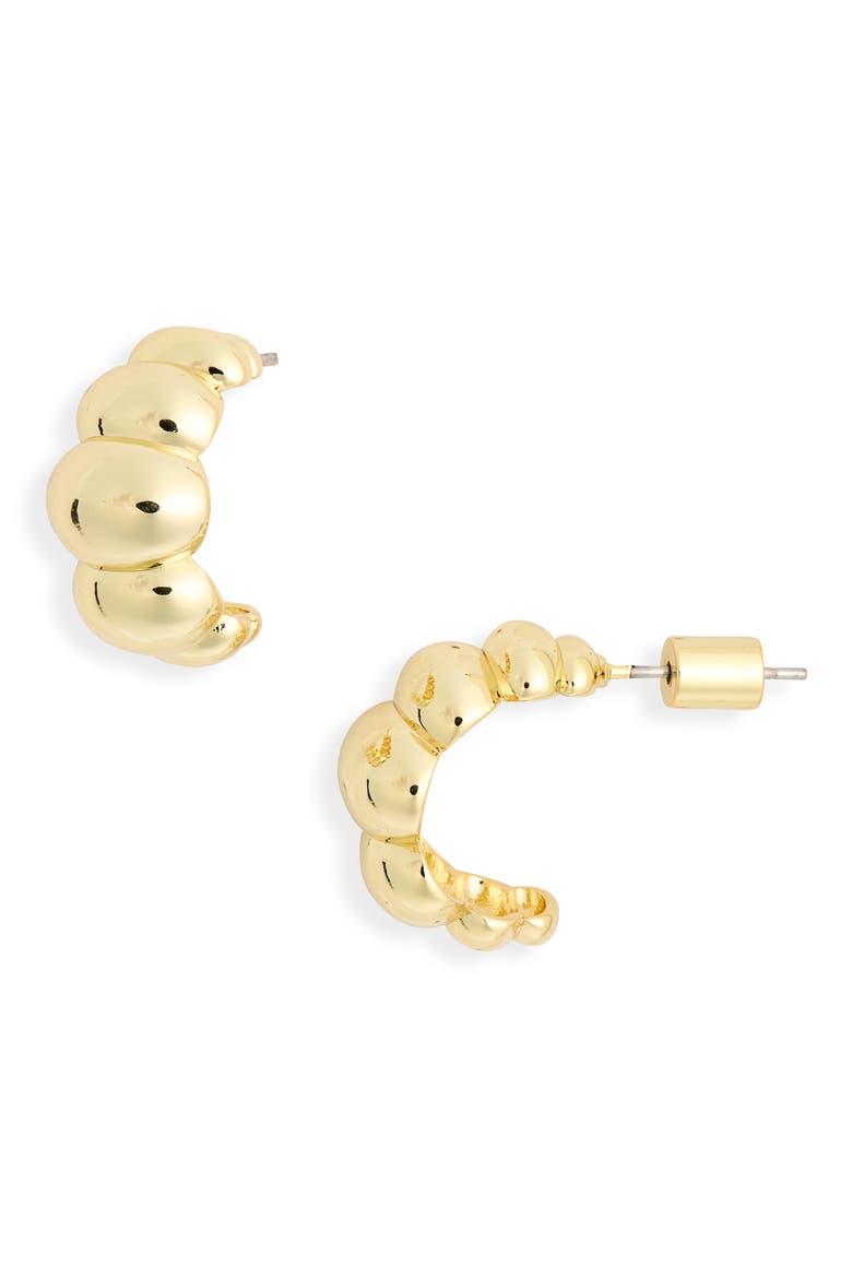 Puff Hoop Earrings, Main, color, GOLD