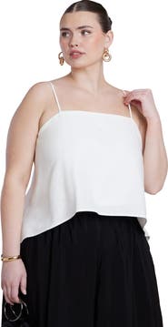 ELOQUII Cascading Linen Crop Top