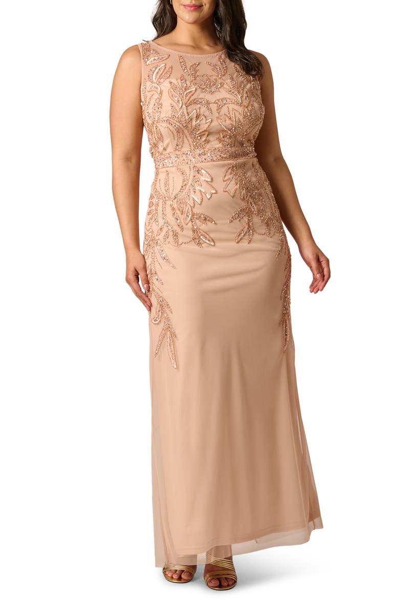 Adrianna Papell Bead Embellished Evening Gown, Main, color, 