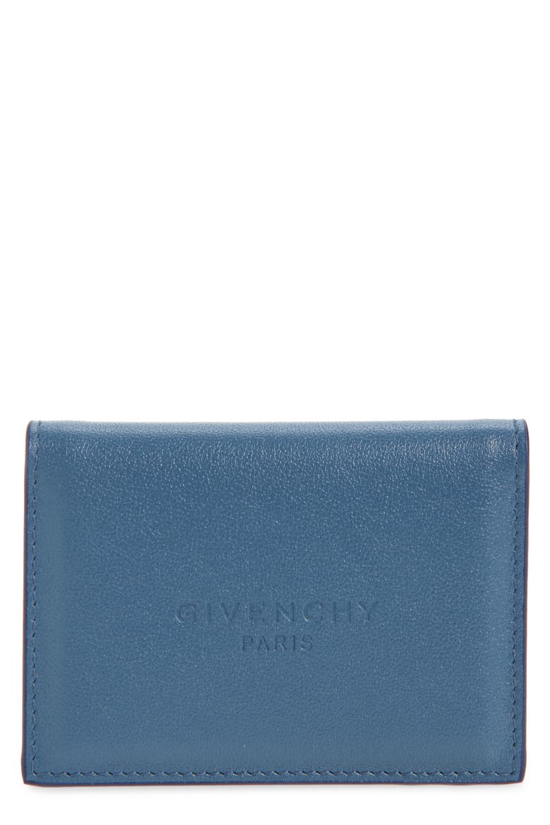 Leather Business Card Holder, Main, color, MILITARY BLUE