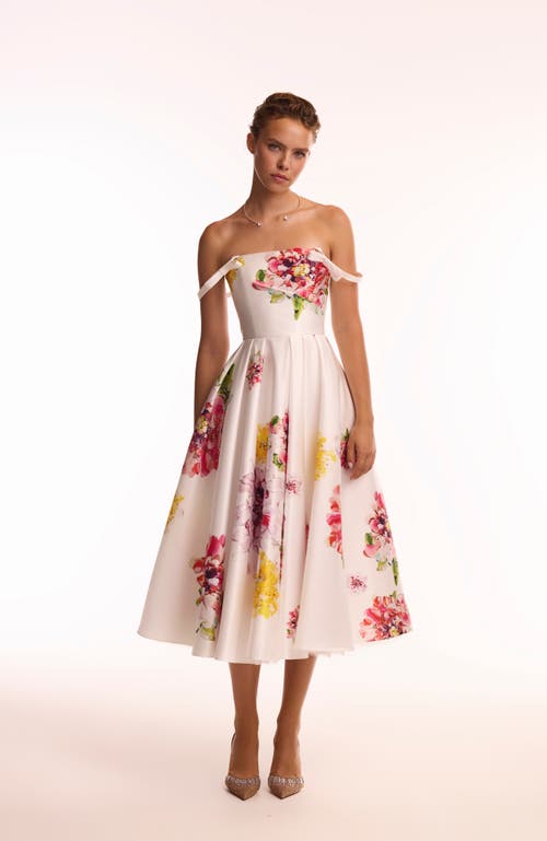 Milla Tea-length Ivory Floral Dress, Glow-up In Ivory Floral