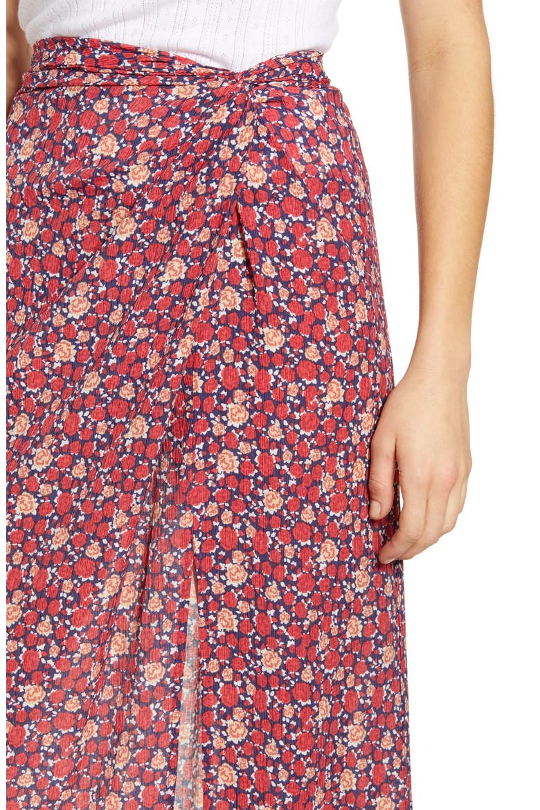 Sheer Floral Midi Skirt, Alternate, color, RED FLORAL