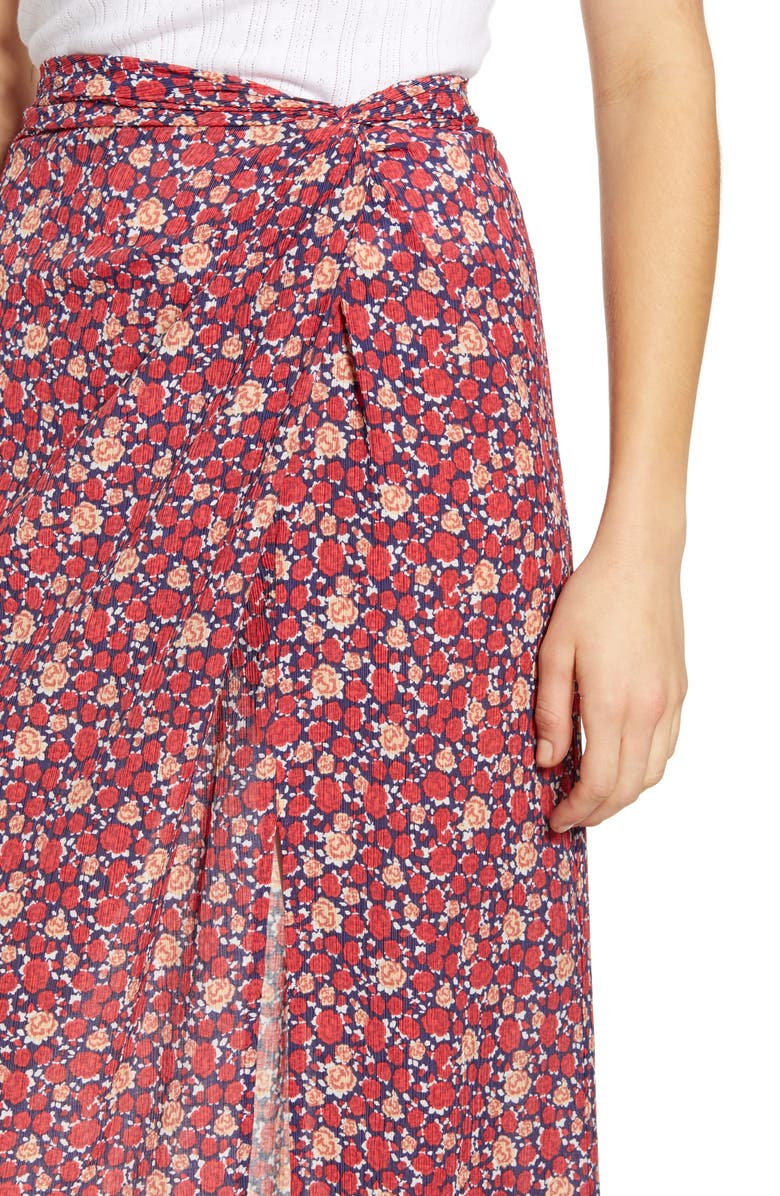 Good Luck Gem Sheer Floral Midi Skirt, Alternate, color,