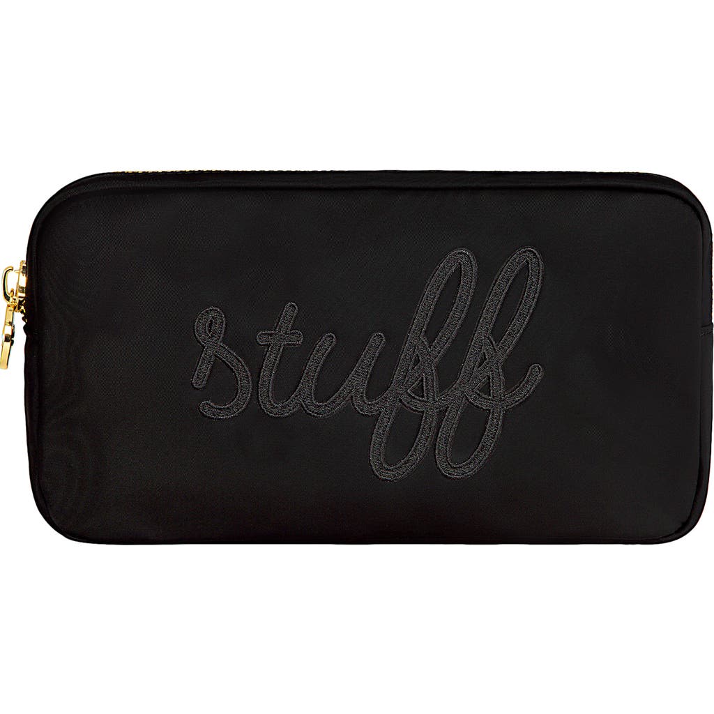 Stoney Clover Lane Large Stuff Embroidered Nylon Pouch In Black