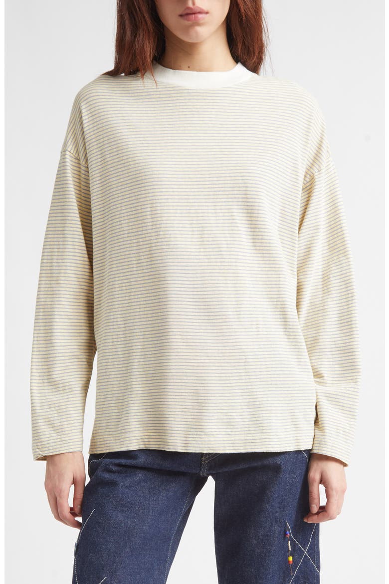 Soft Line Border Stripe T-Shirt, Main, color, YELLOW