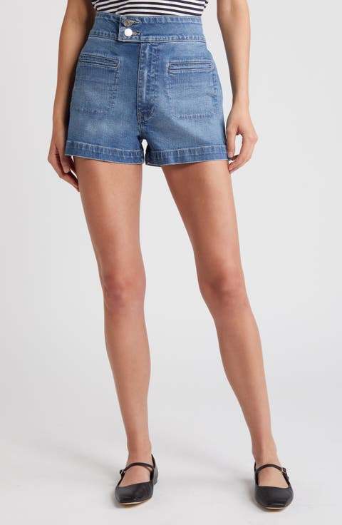 Le Hardy Welt Pocket High Waist Denim Shorts