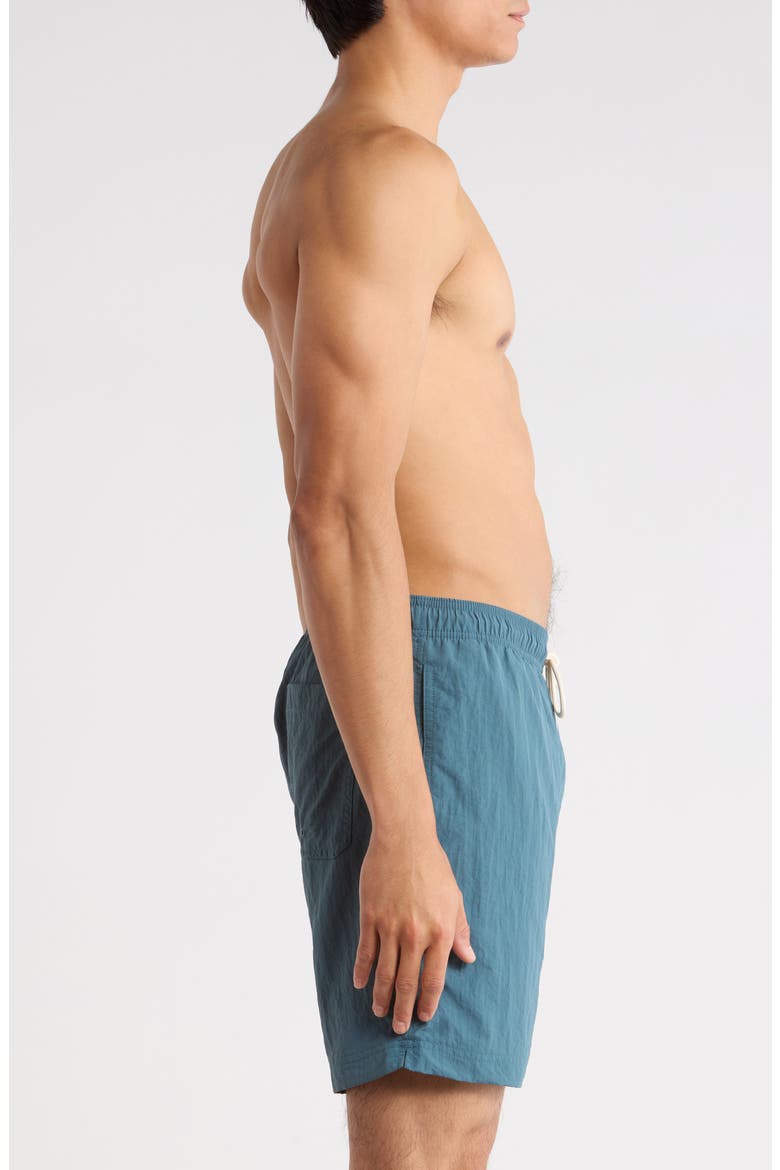 Collegiate Solid Swim Trunks, Alternate, color, BLUE