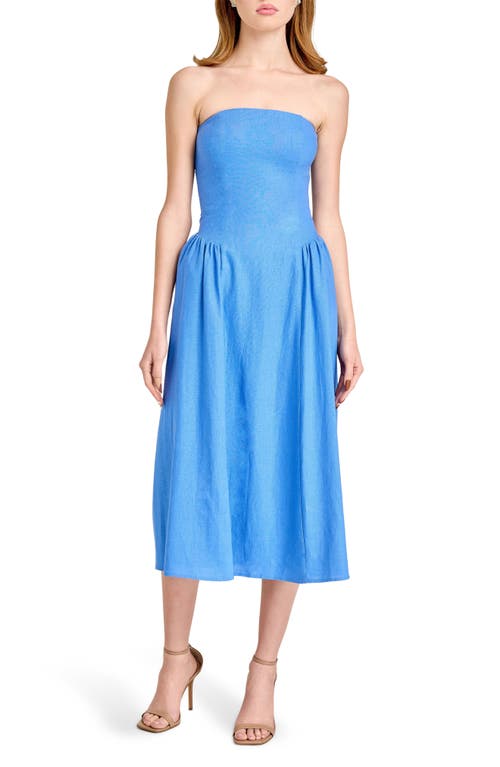 WAYF WAYF GIULIA STRAPLESS LINEN BLEND MIDI SUNDRESS