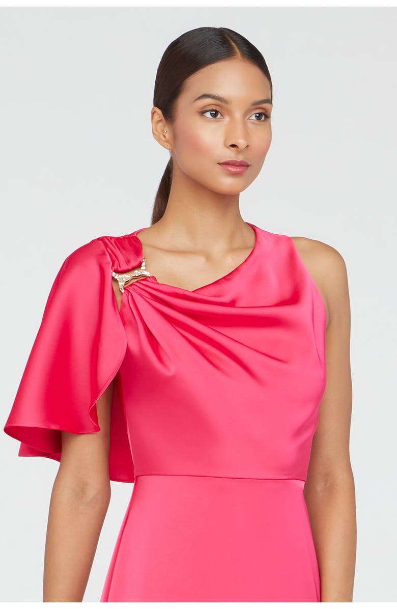 Theia Darcie Flutter Sleeve Gown, Alternate, color, Begonia