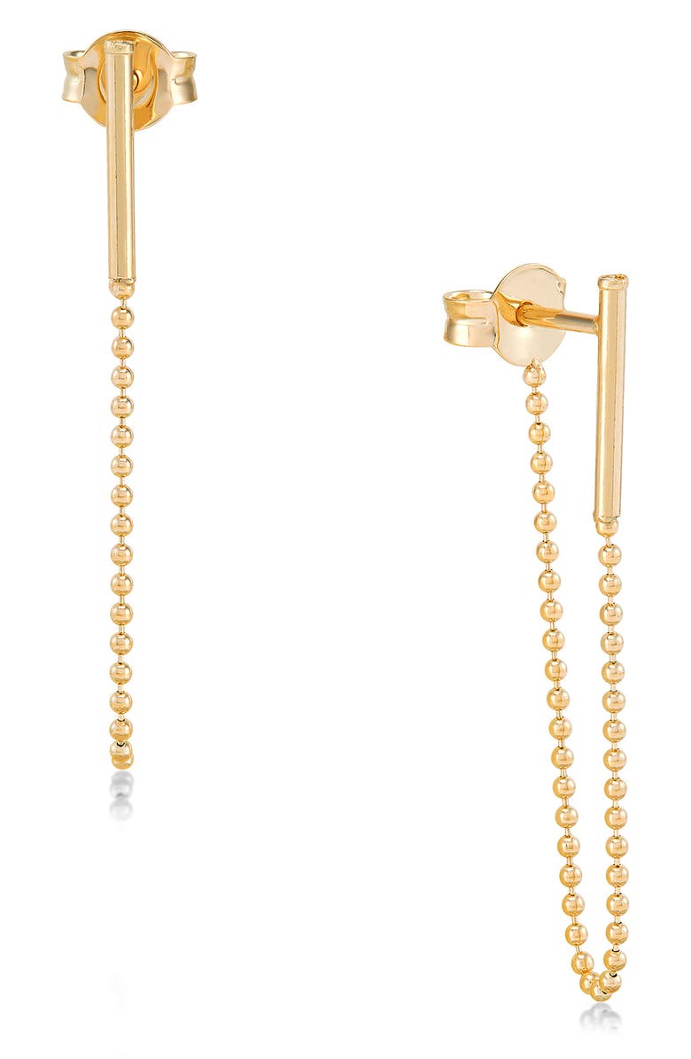Frankie & Zoe Bead Chain Front/Back Earrings, Alternate, color, Yellow Gold