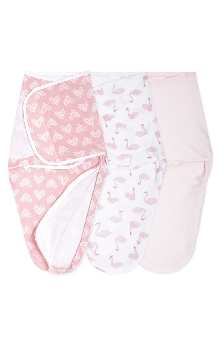Aden Essentials Easy Swaddle Wrap Quick Change with Bottom Zipper, Snug Cotton Knit Baby Wrap Swaddle Blanket for Newborns, TOG 1.0, 3-Pack, Main, color, Briar Rose