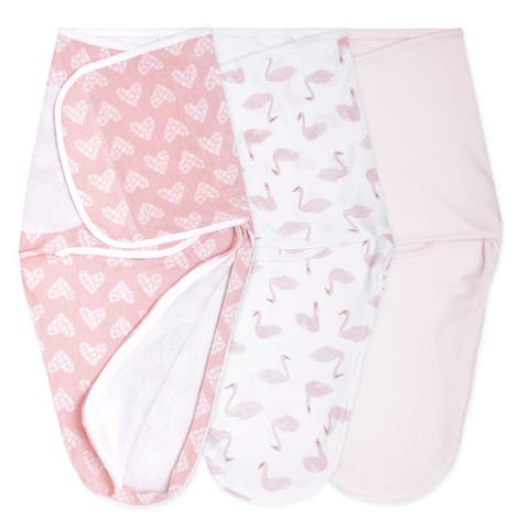 Essentials Easy Swaddle Wrap Quick Change with Bottom Zipper, Snug Cotton Knit Baby Wrap Swaddle Blanket for Newborns, TOG 1.0, 3-Pack