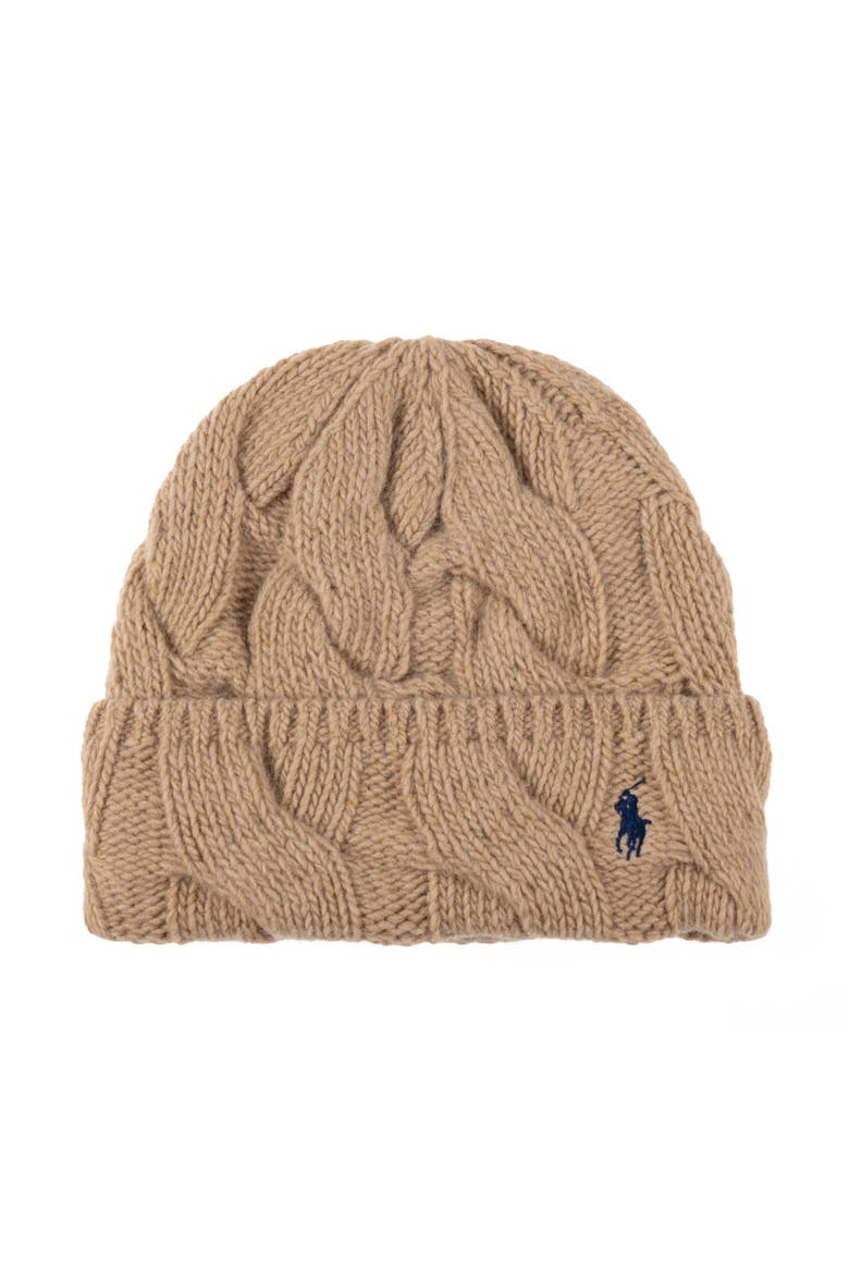 Chunky Cable Beanie, Main, color, Camel