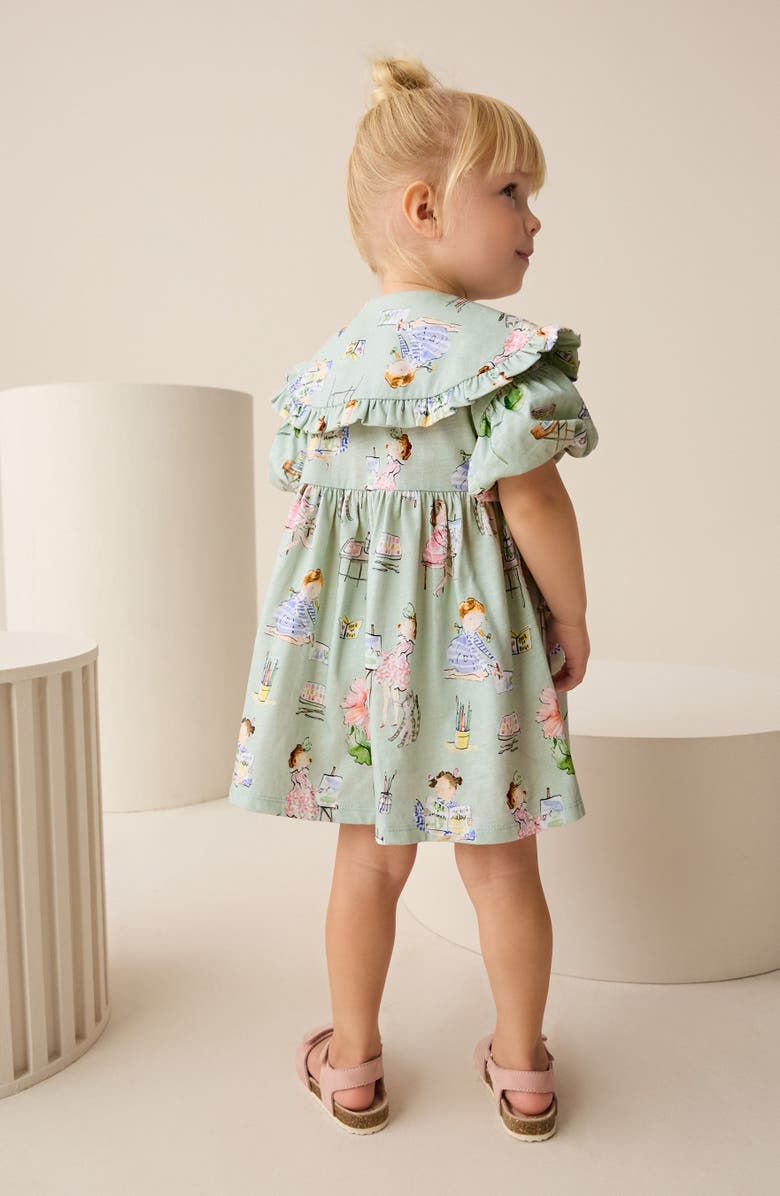 NEXT Kids' Ruffle Cotton Jersey Party Dress, Alternate, color, Green