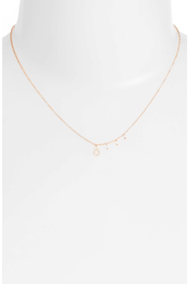 Diamond Teardrop Charm Collar Necklace, Alternate, color, ROSE GOLD