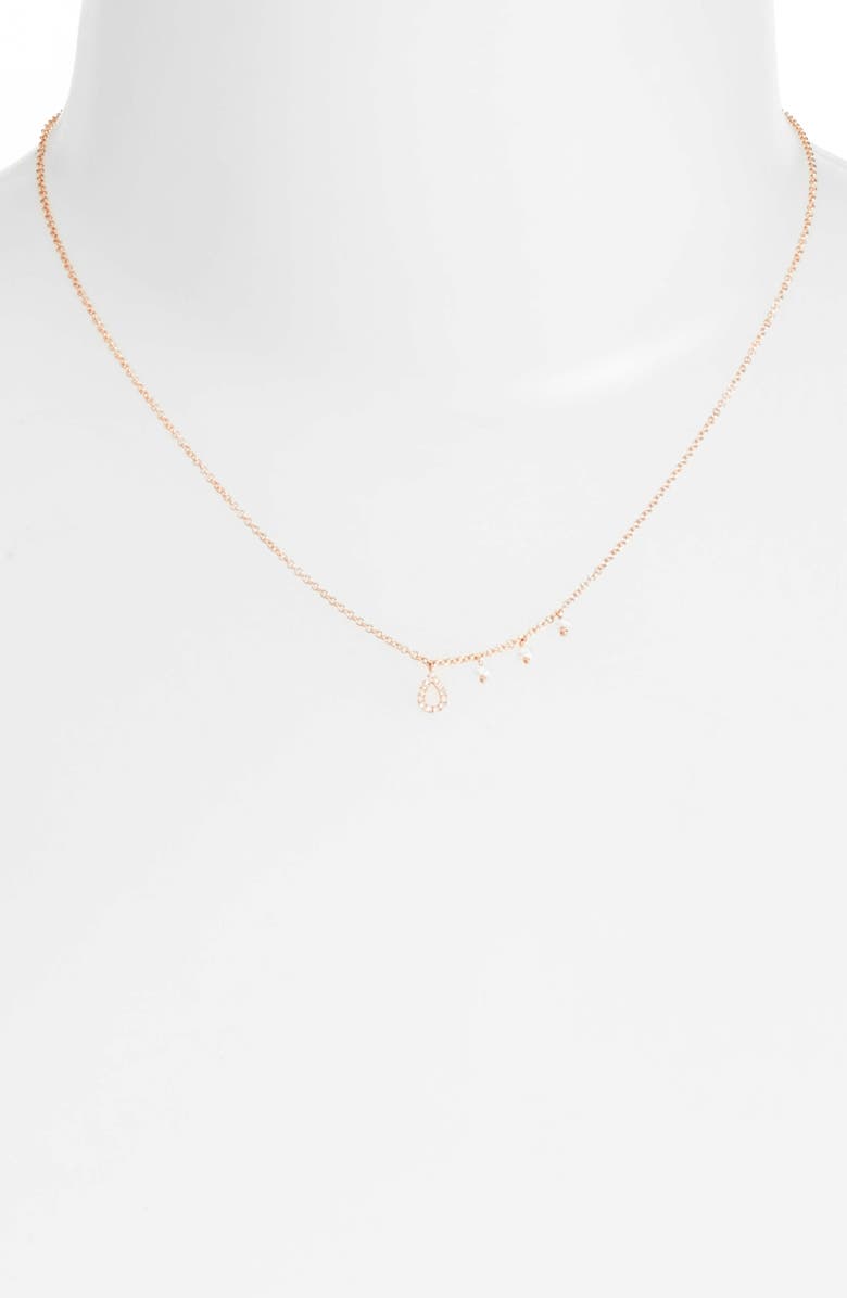 Meira T Diamond Teardrop Charm Collar Necklace, Alternate, color,