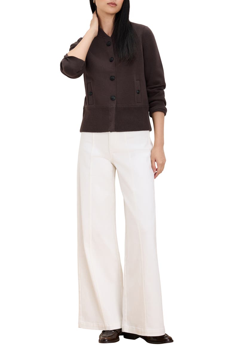 Cotton Blend Milano Knit Bomber Jacket, Alternate, color, JAVA