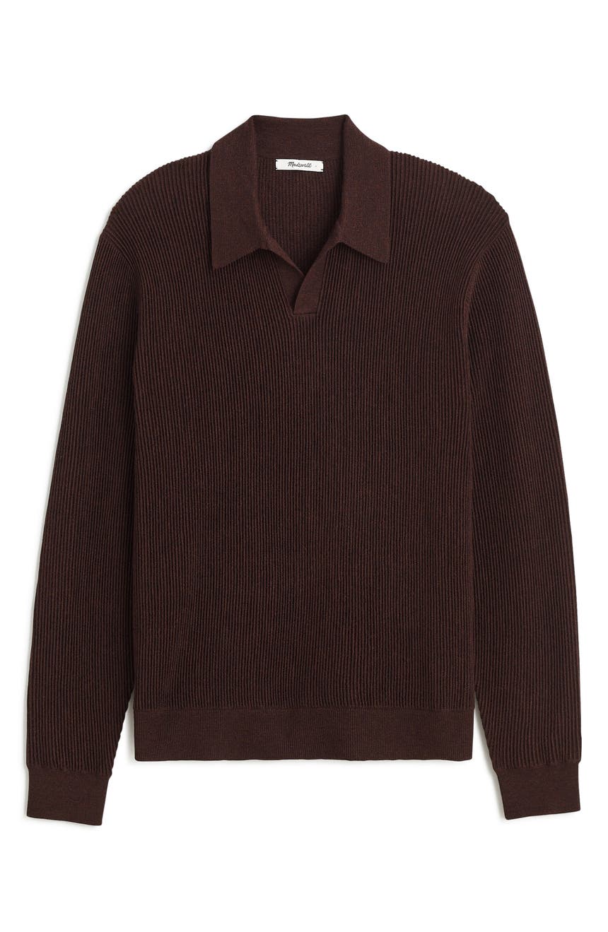 Johnny Collar Long Sleeve Merino Wool Sweater Polo