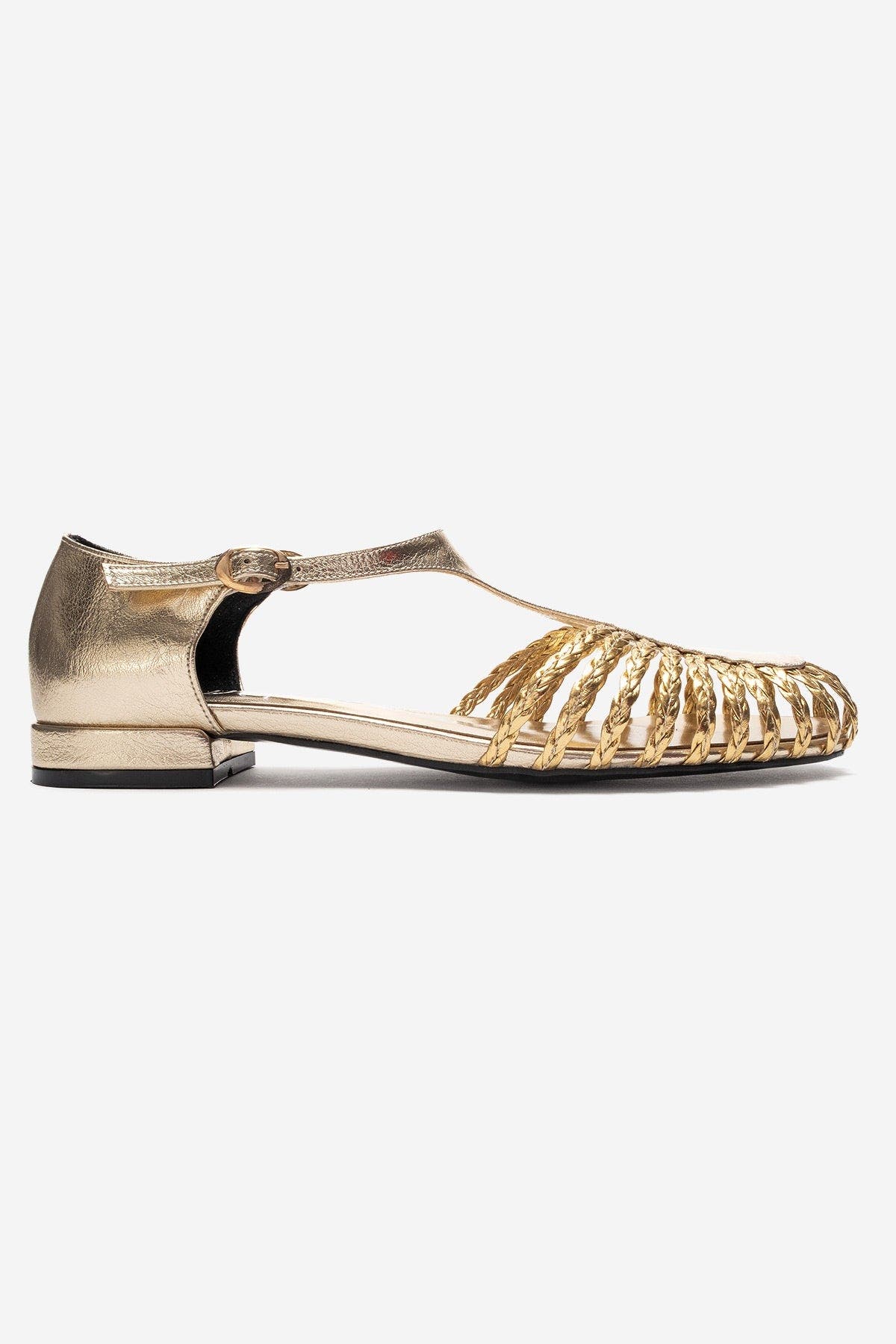Onos Woven T Strap Sandal, Alternate, color, Gold