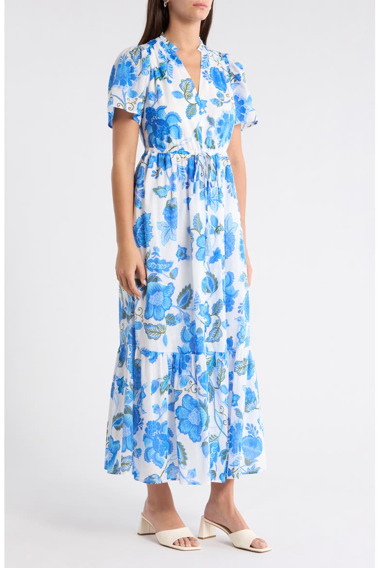 Samian Floral Kissa Button Down Dress, Alternate, color, WHITE-BLUE-GREEN