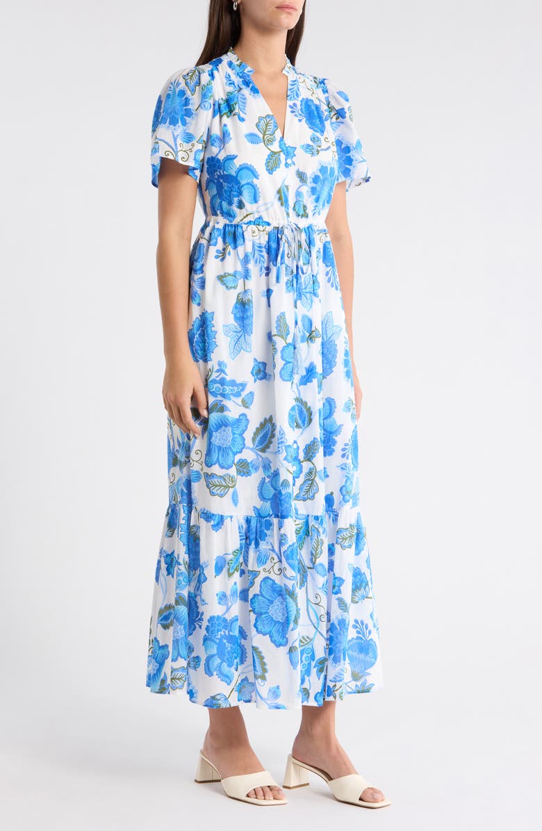 SUGARLIPS Samian Floral Kissa Button Down Dress, Alternate, color, White-Blue-Green