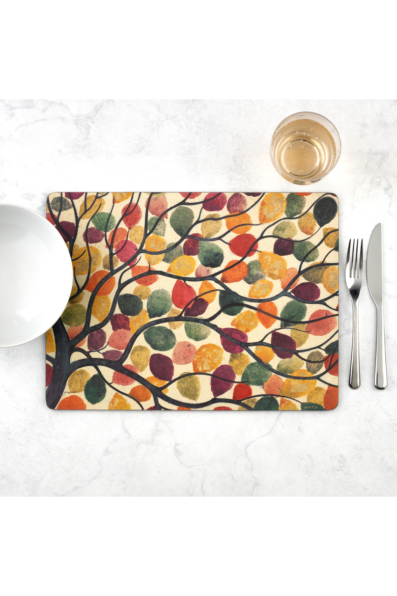 Dancing Branches Set of 4 Cork Back Placemats, Alternate, color, Multi