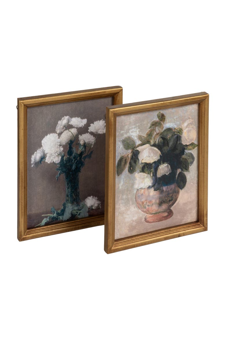 2-Piece Framed Vintage Reproduction Flower Wall Décor, Main, color, Multicolor
