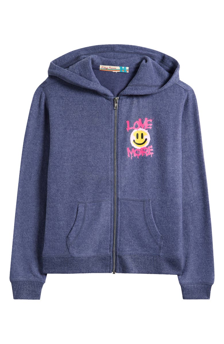 Vintage Havana Kids' Full Zip Hoodie, Main, color, Heather Navy