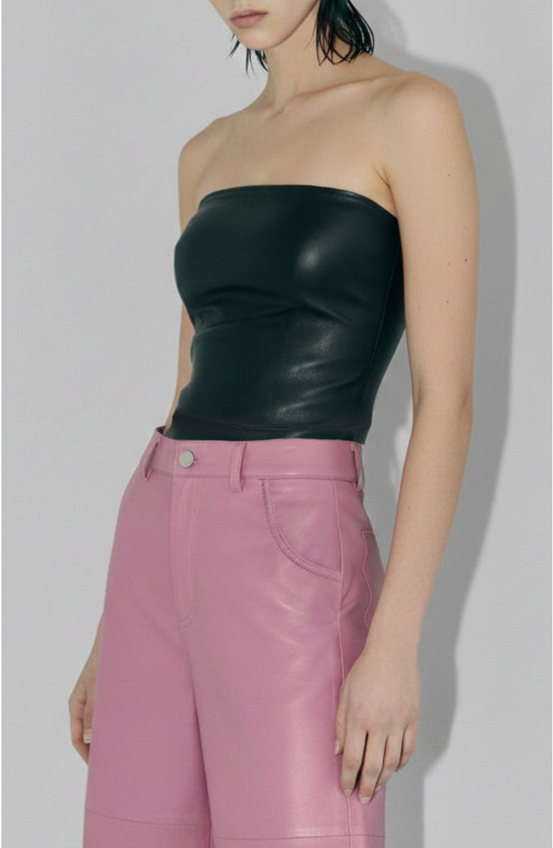 AS by DF Cinematique Stretch Leather Bustier, Main, color, Black