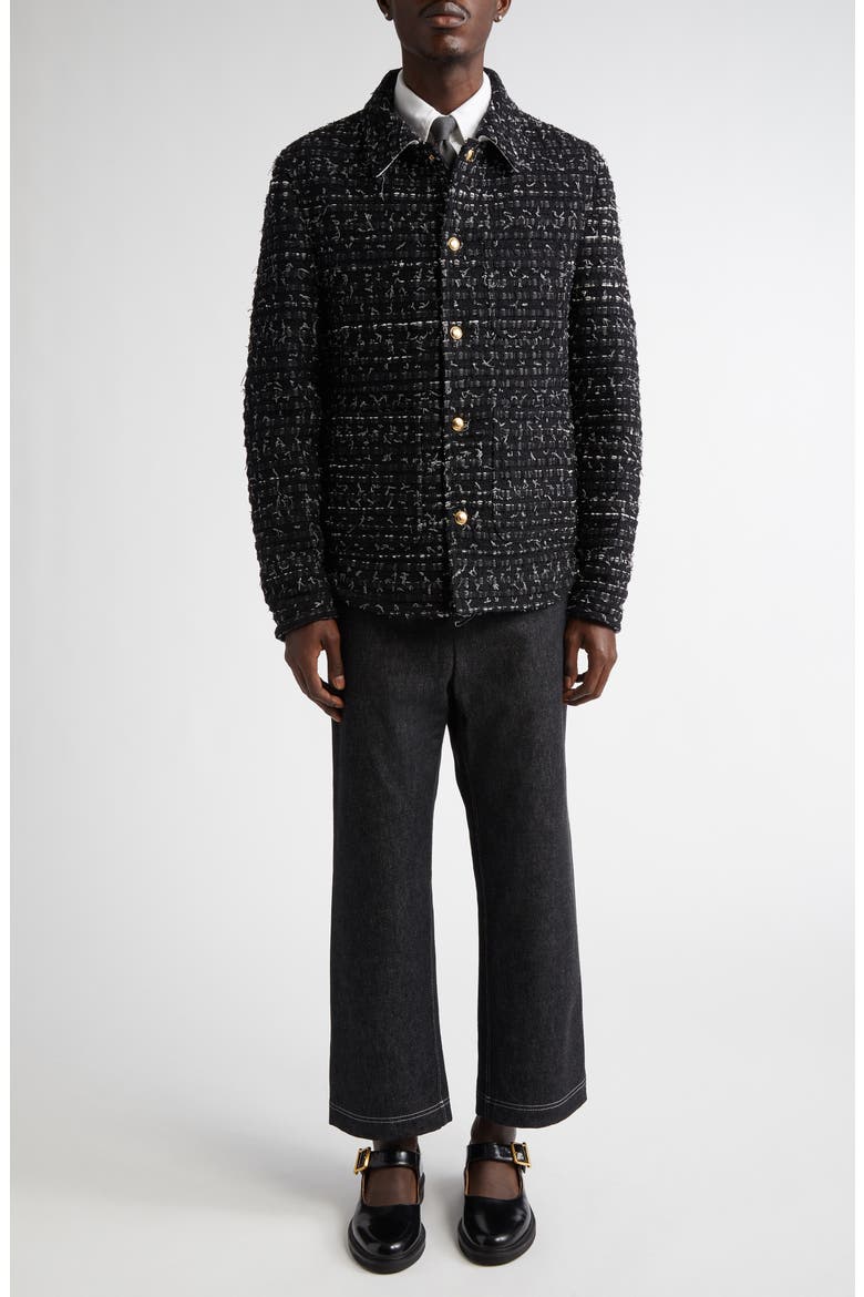 Denim Ribbon Tweed Jacket, Alternate, color, BLACK