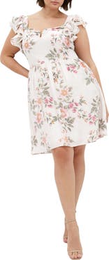 City Chic Alma Notched Ruffle Sleeve Minidress