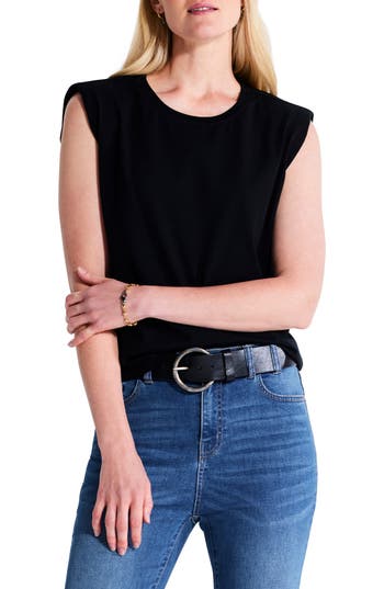 Shop Nzt By Nic+zoe Power Shoulder Tank Top In Black Onyx