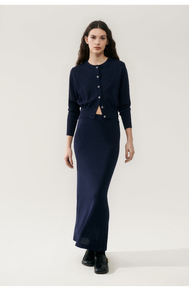 SILK LAUNDRY CROPPED CARDIGAN MIDNIGHT, Main, color, 