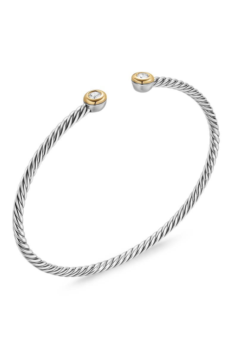 Micro Cable Flex Cuff Bracelet with Diamonds, Alternate, color, SILVER PAVE