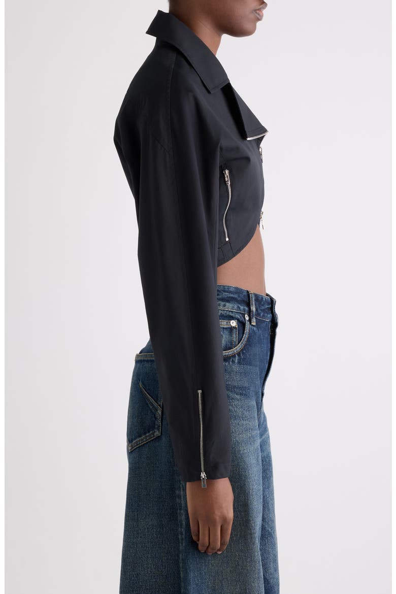Crop Cotton Poplin Bolero Biker Jacket, Alternate, color, NOIR ALAIA