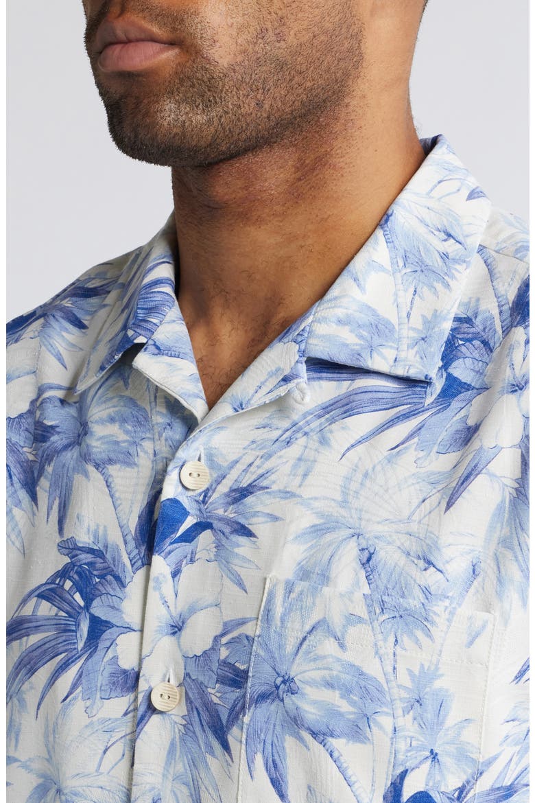 Palmeras Party Print Silk Blend Camp Shirt, Alternate, color, GENTLE VIOLET