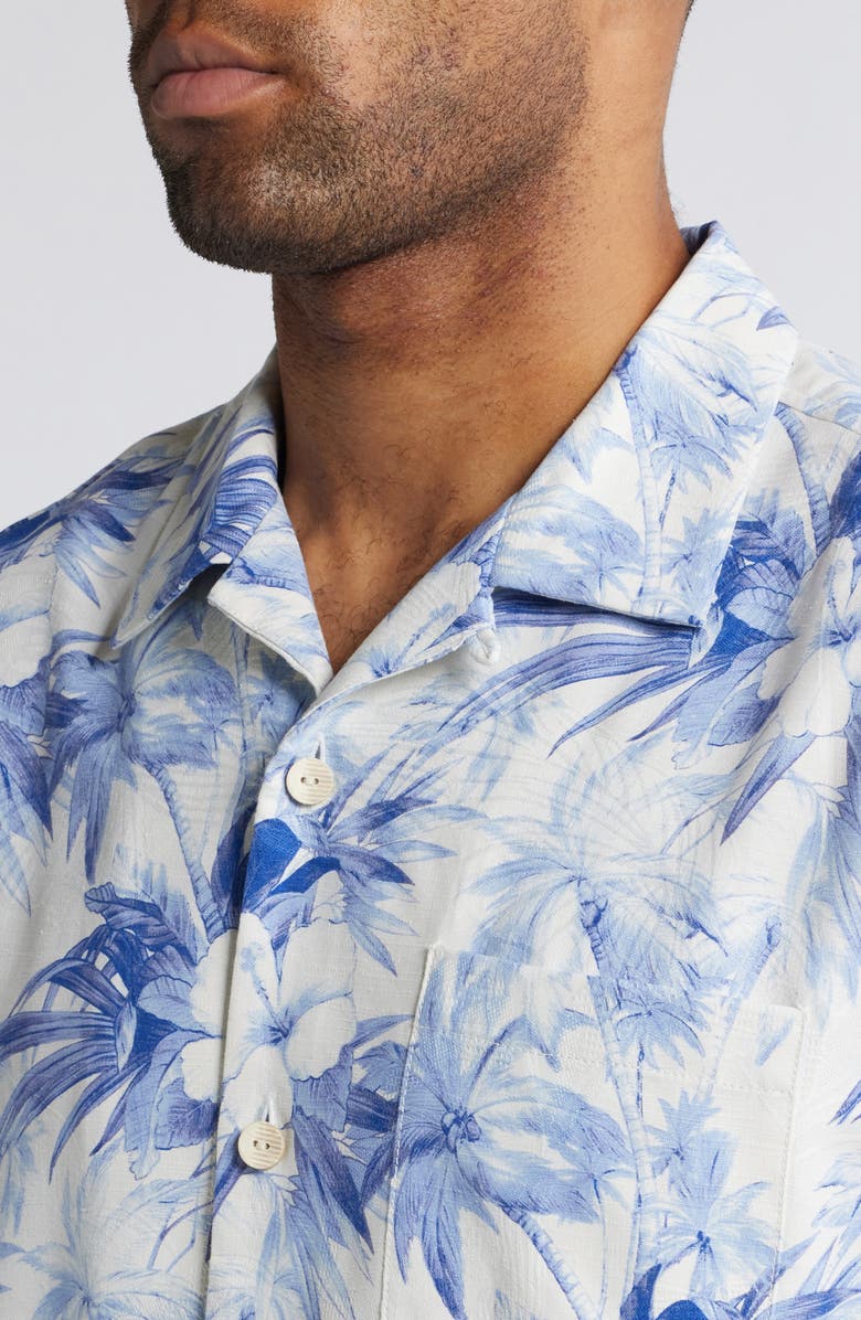 Tommy Bahama Palmeras Party Print Silk Blend Camp Shirt, Alternate, color,