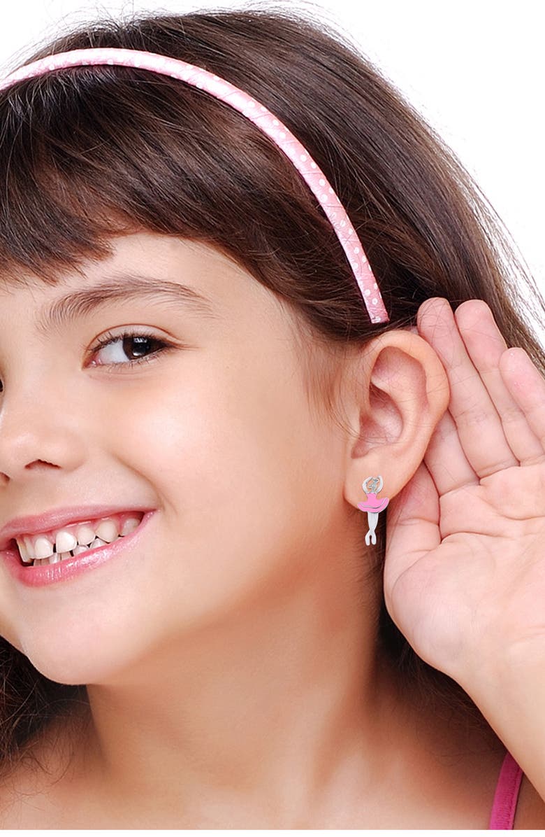 Chanteur Kids' Ballerina Stud Earrings, Alternate, color, Pink