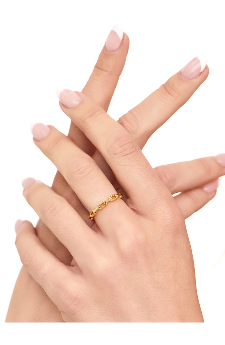 DEVATA Cable Link Ring in Gold Plated Sterling Silver, 3mm, Alternate, color, Yellow Gold