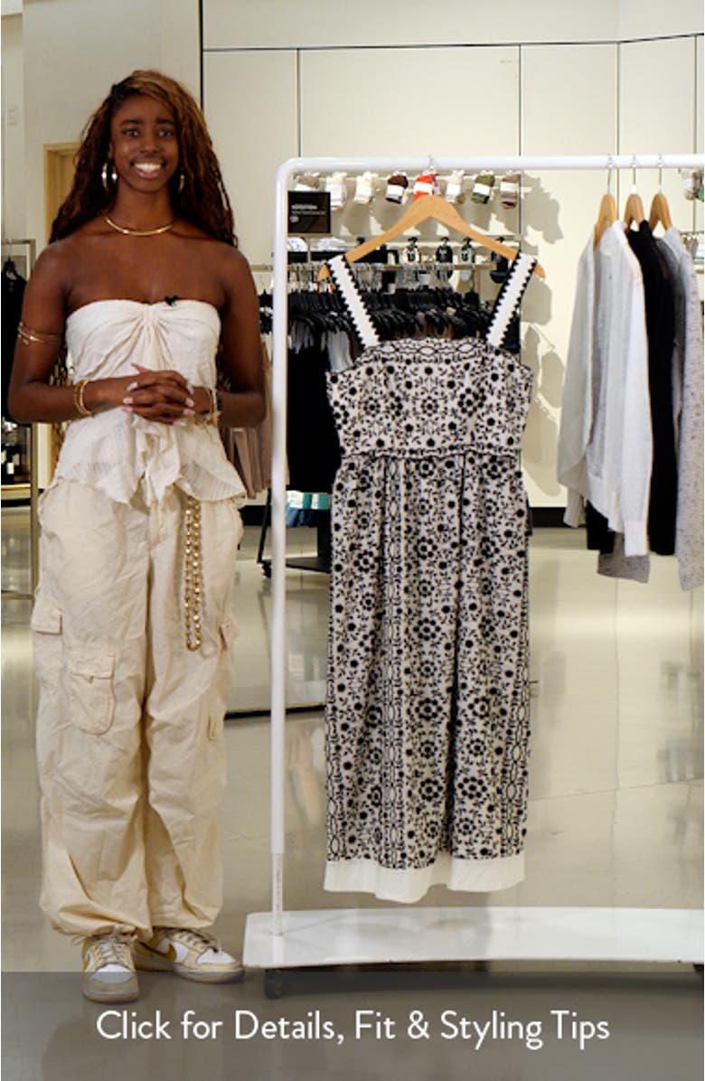 Cyrus Floral Embroidered Cotton Fit & Flare Dress, sales video thumbnail