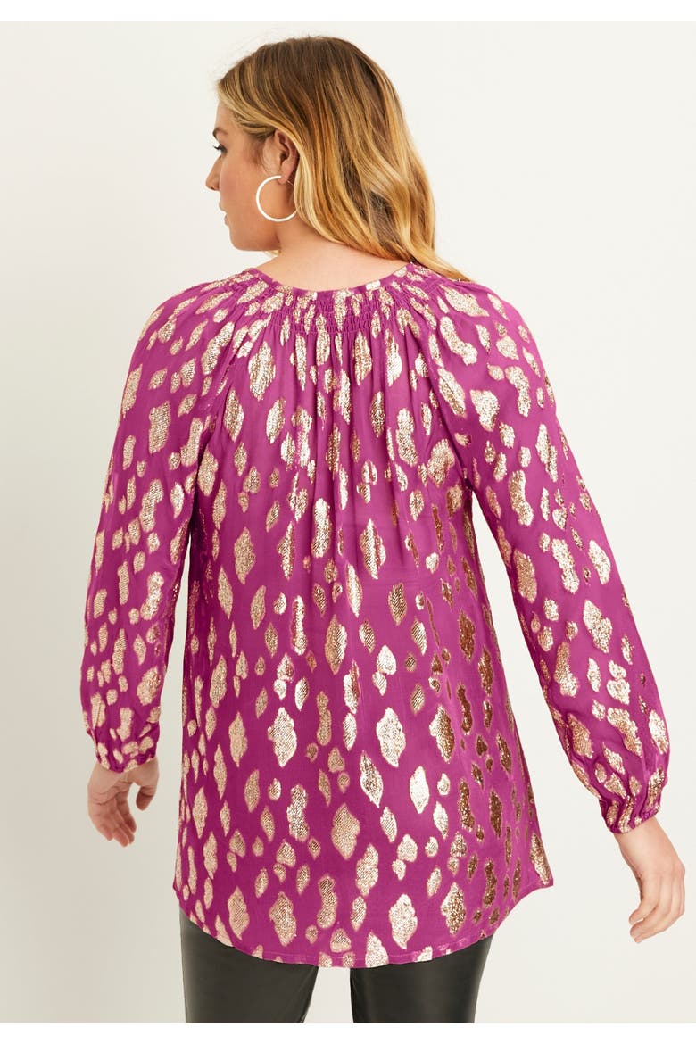 Metallic Print Blouse, Alternate, color, RASPBERRY