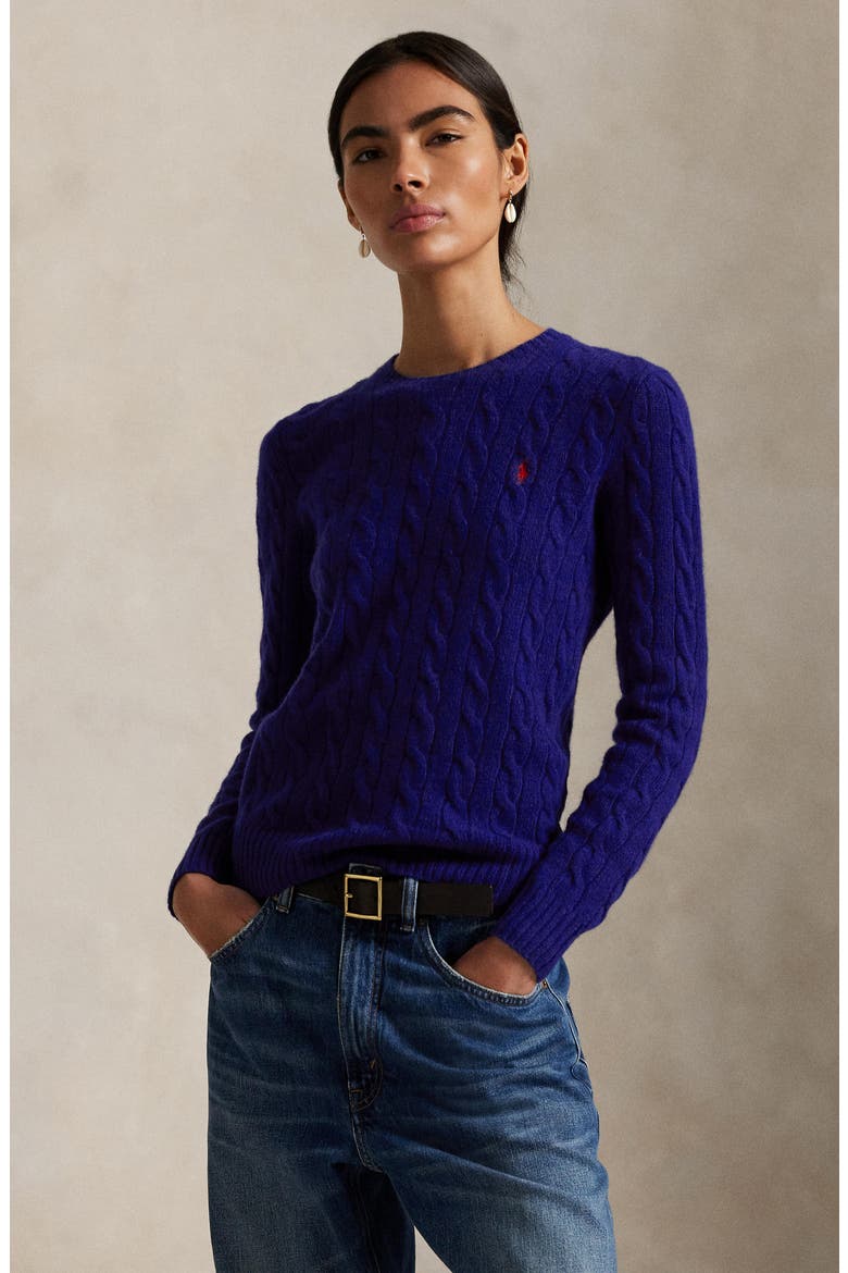Julianna Cable Knit Wool & Cashmere Sweater, Alternate, color, MULTI