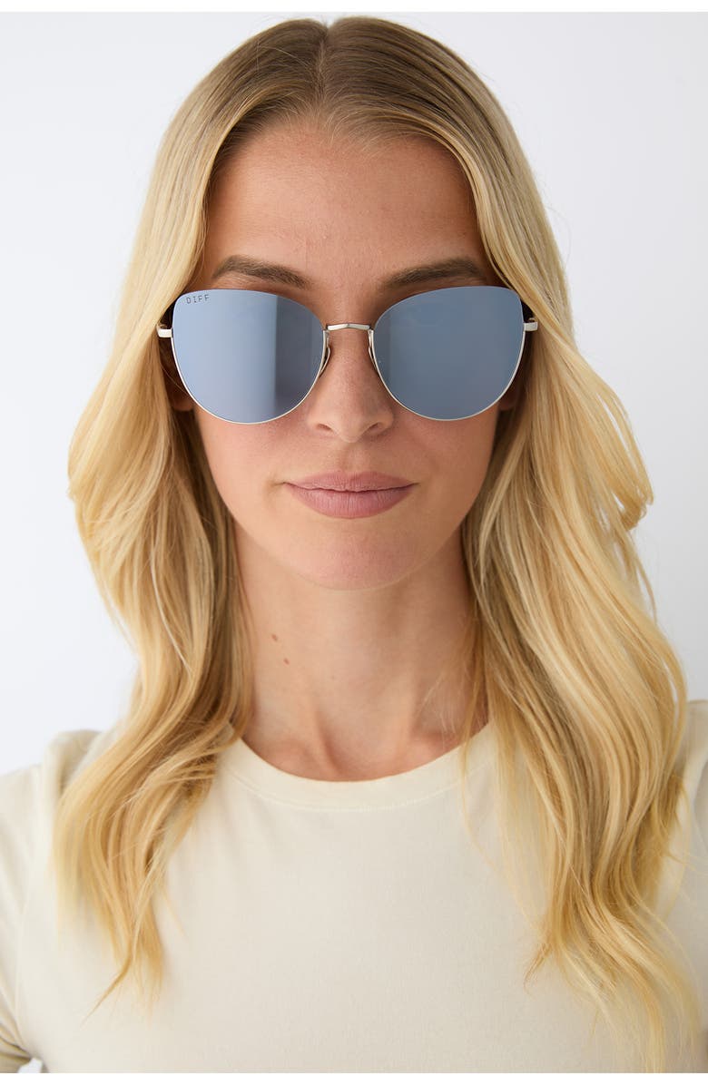 DIFF Kinsley 57mm Polarized Mirrored Round Sunglasses, Alternate, color, Silver Mirror