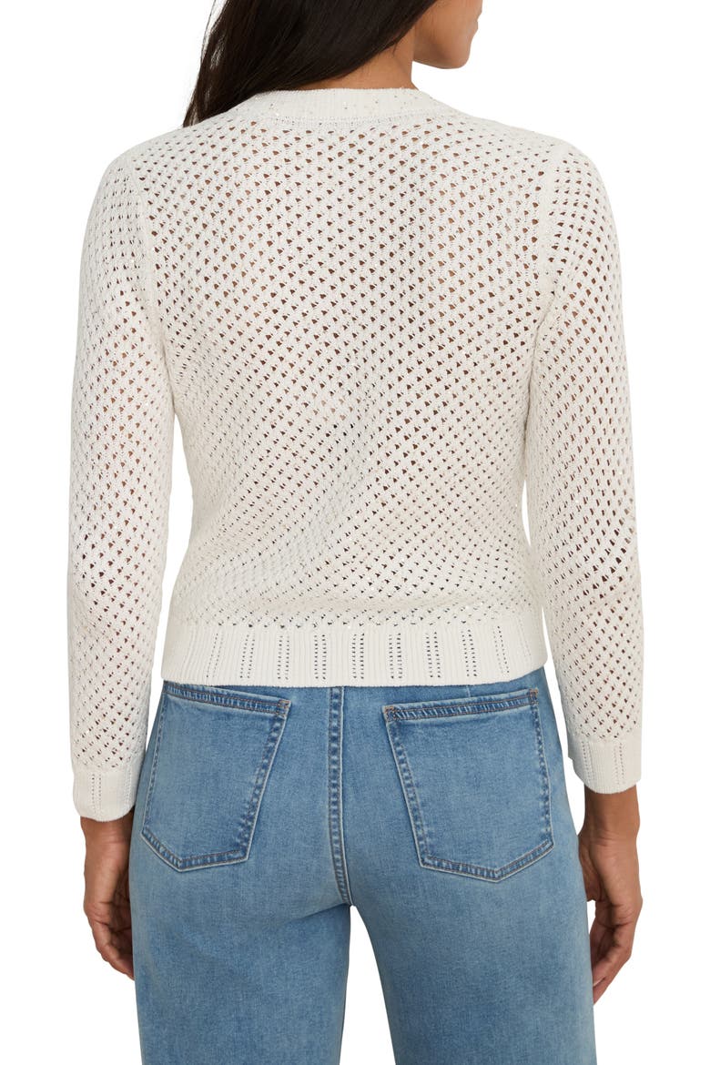 Sequin Glow Open Stitch Cardigan, Alternate, color, MILK WHITE