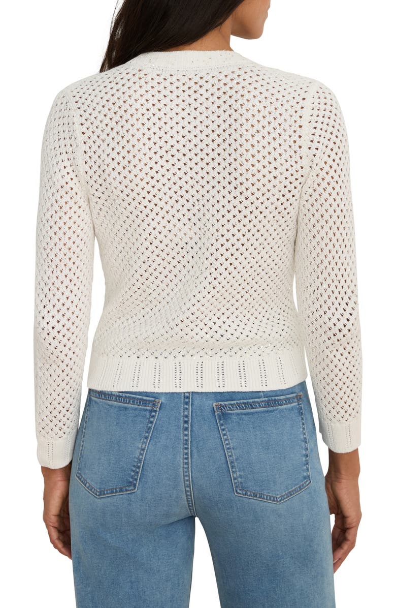 NIC+ZOE Sequin Glow Open Stitch Cardigan, Alternate, color, Milk White