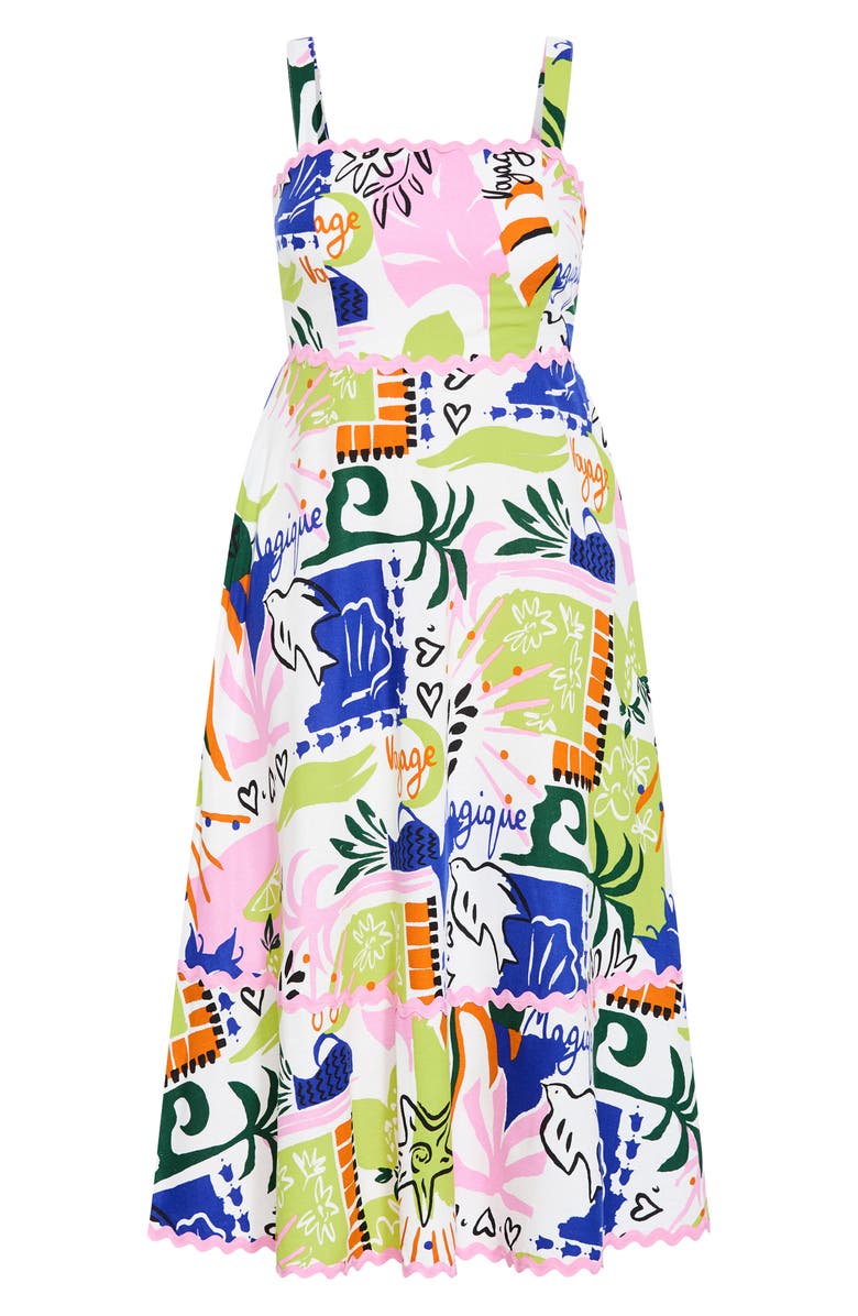 City Chic Shani Abstract Print A-Line Dress, Alternate, color, 