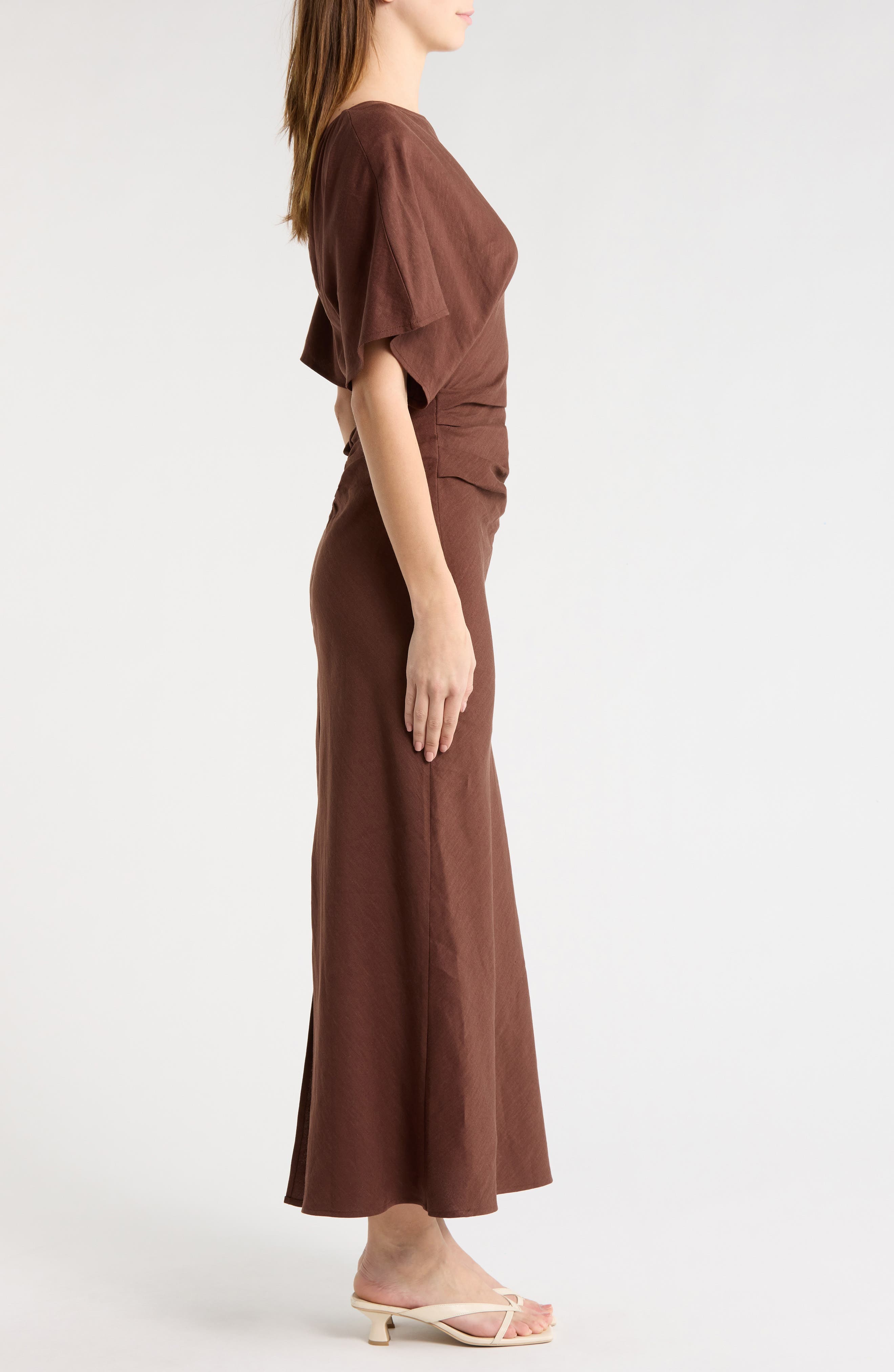 staud amelie linen dress STAUD, Amelie Linen Dress in Dark Oak, Size XS