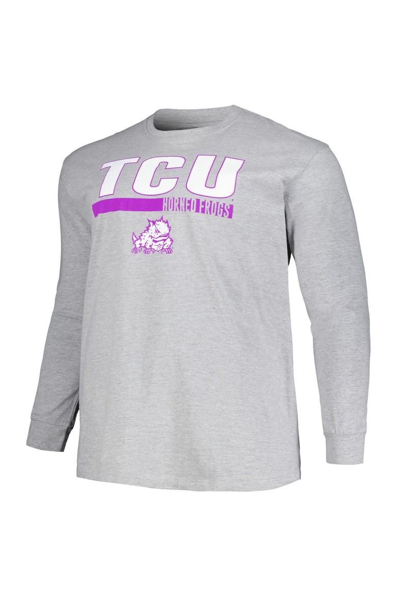 Men's Profile Gray TCU Horned Frogs Big & Tall Two-Hit Long Sleeve T-Shirt, Alternate, color, Gray