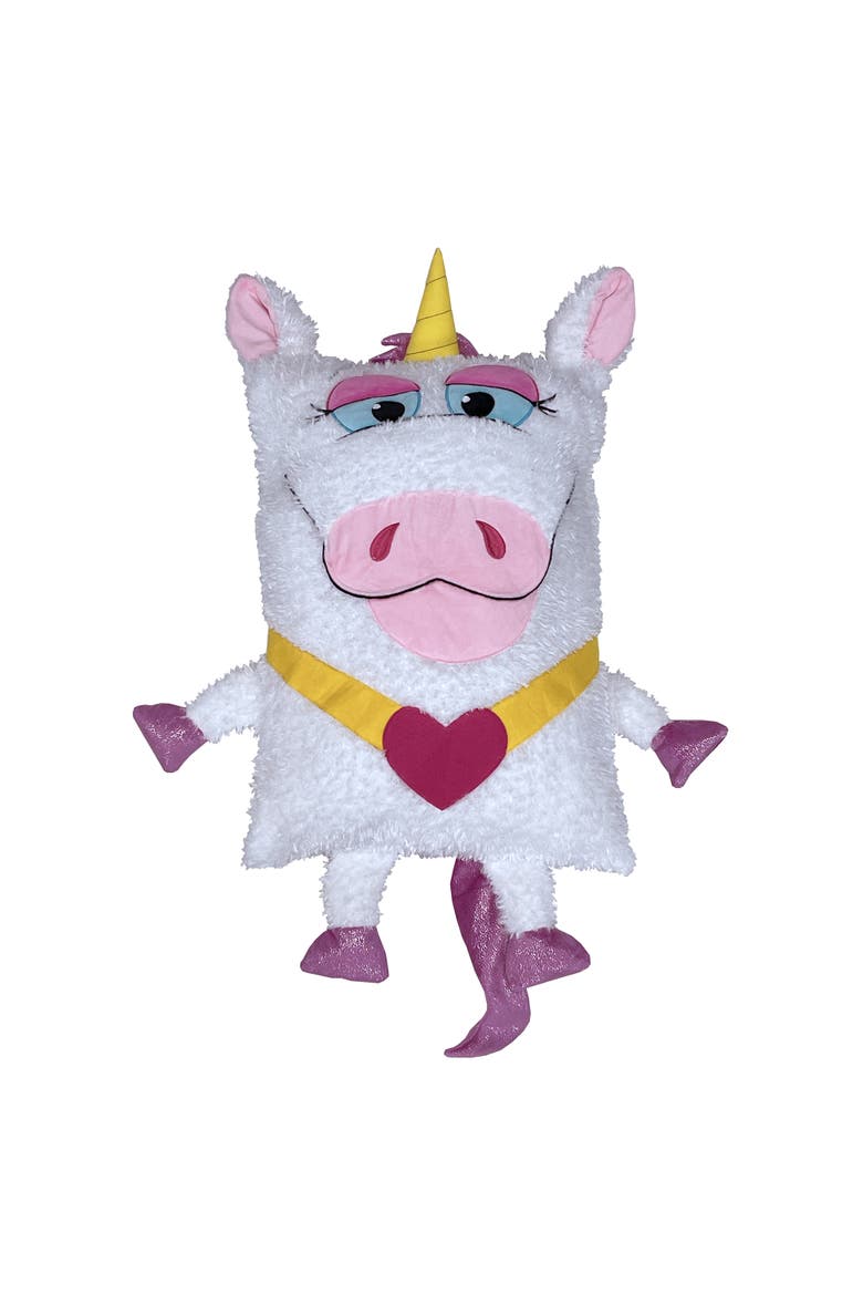 Unicorn White & Purple Plush Pillow Cover, Main, color, Multicolored