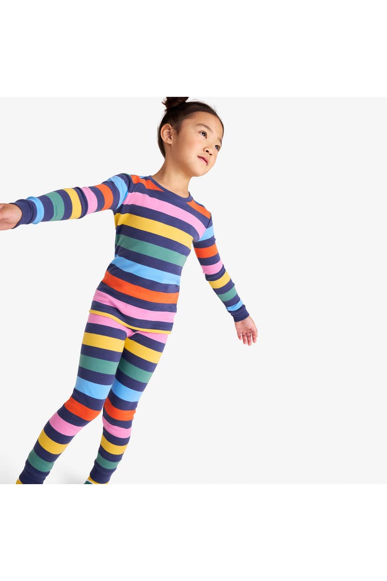 Kids Organic Pj Pant In Stripe, Alternate, color, Sunwashed Navy Rainbow Stripe